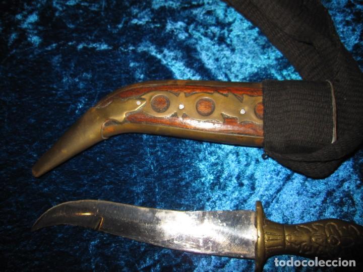 Militaria: Daga puñal cuchillo India vaina madera latón empuñadura bronce labrado - Foto 11 - 190715523