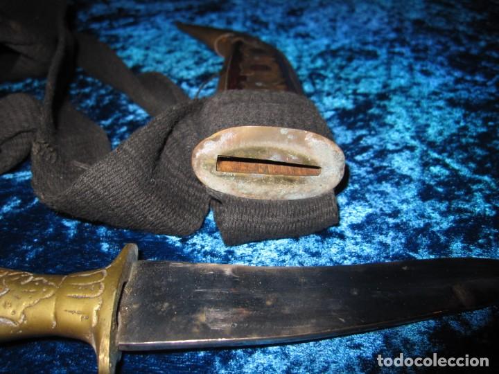 Militaria: Daga puñal cuchillo India vaina madera latón empuñadura bronce labrado - Foto 7 - 190715523