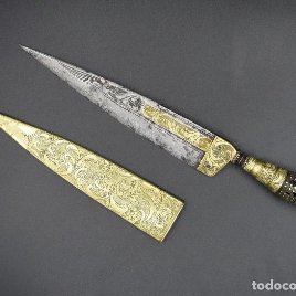 Cuchillo flamenco Barroco✔️malagueño✔️antiguo daga puñal caza machete antiguo siglo XVIII XIX navaja