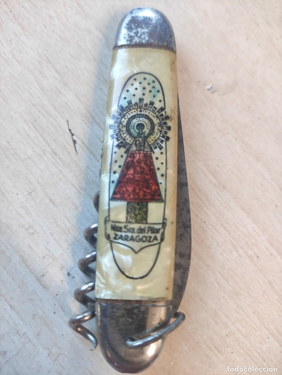 Militaria: Navaja Ntra se&ntilde;ora del pilar . Cachas en nacar
