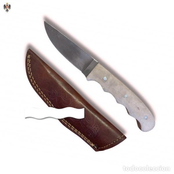 Militaria: CUCHILLO CAZA DEPORTIVO MADERA + FUNDA CUERO RIGIDA. 23 CMS