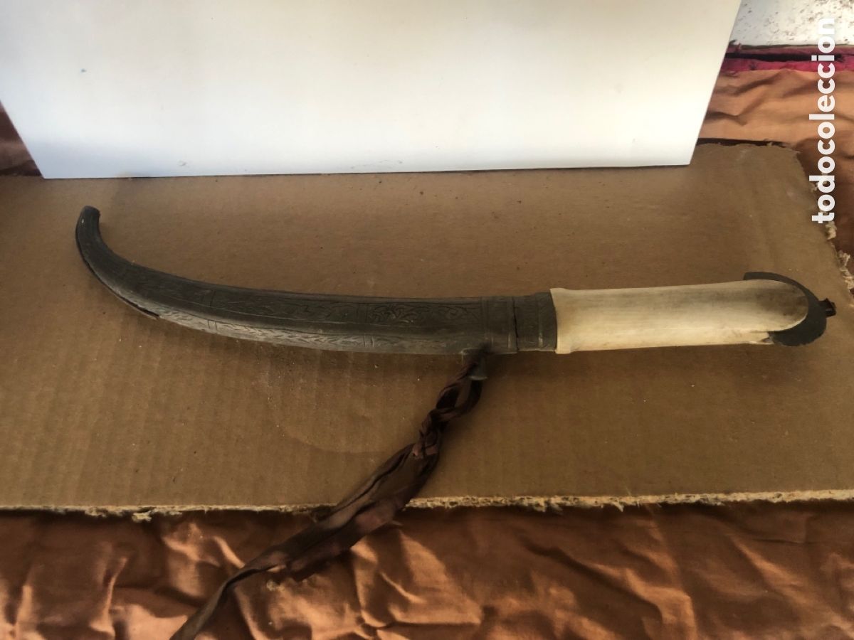 Militaria: daga arabe con funda, mango de hueso - Foto 3