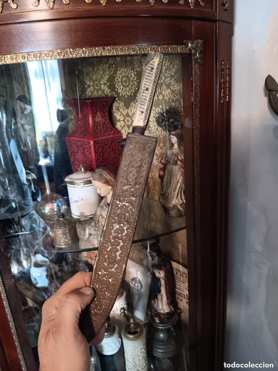 Militaria: Cuchillo siglo pasado estados unidos Marsh brothers sheffield , mango de hueso tallado de epoca, aut