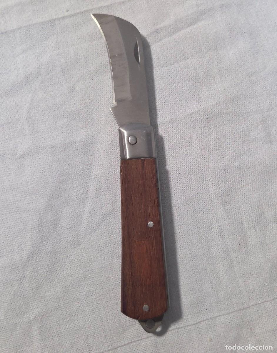 Militaria: Cuchillo de Bolsillo cachas de Madera - Foto 3
