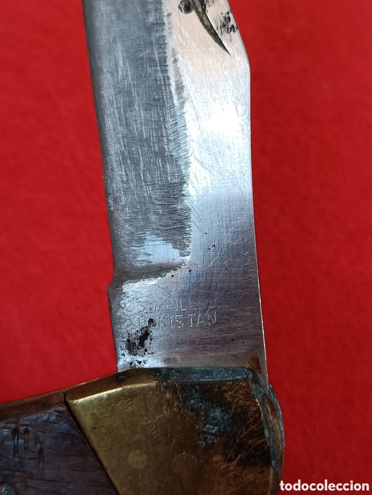 Militaria: ANTIGUA NAVAJA. MADERA Y BRONCE - Foto 3