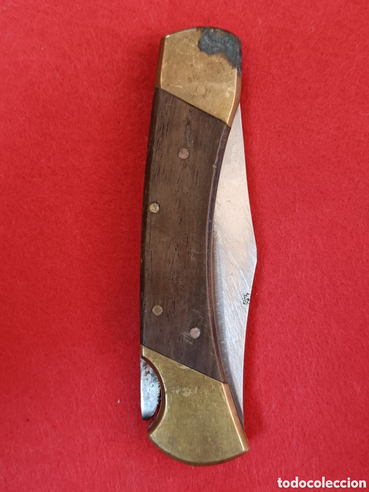Militaria: ANTIGUA NAVAJA. MADERA Y BRONCE - Foto 5
