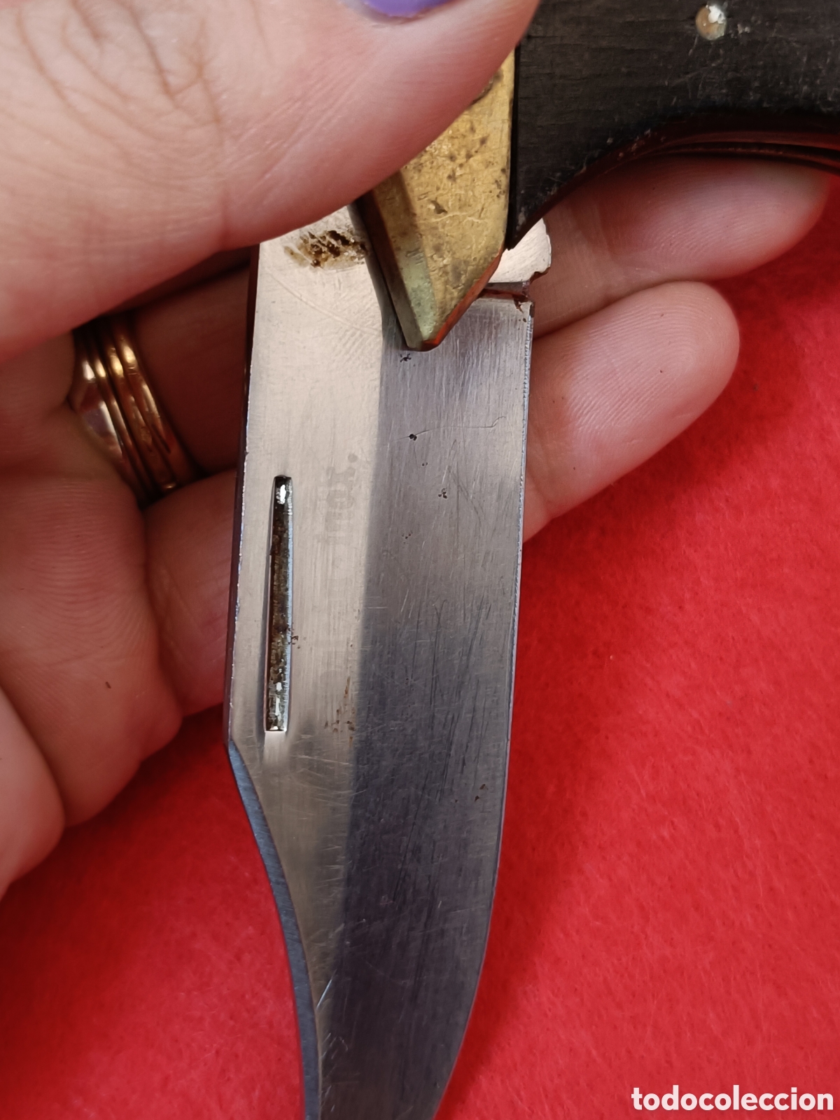 Militaria: ANTIGUA NAVAJA. MADERA Y BRONCE - Foto 3