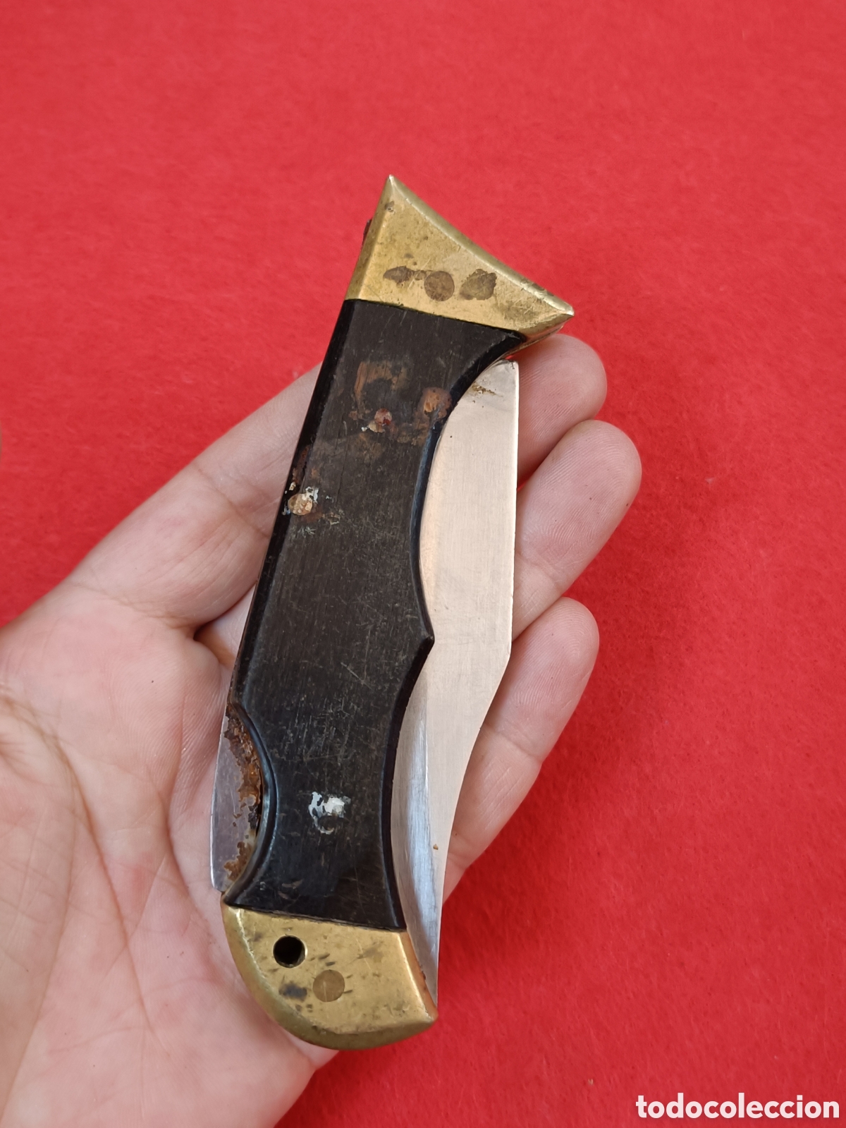 Militaria: ANTIGUA NAVAJA. MADERA Y BRONCE - Foto 6