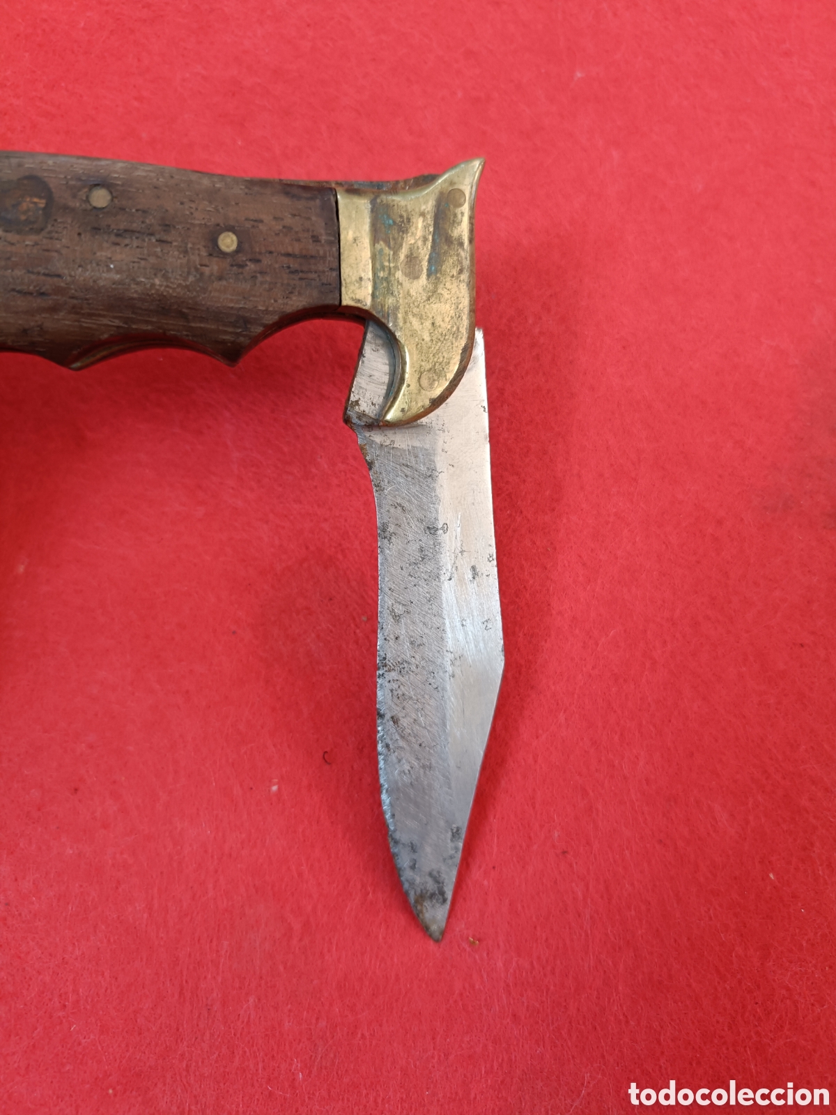 Militaria: ANTIGUA NAVAJA. MADERA Y BRONCE - Foto 2
