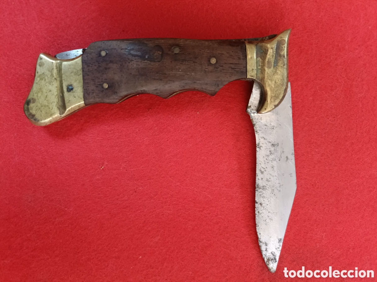 Militaria: ANTIGUA NAVAJA. MADERA Y BRONCE - Foto 3