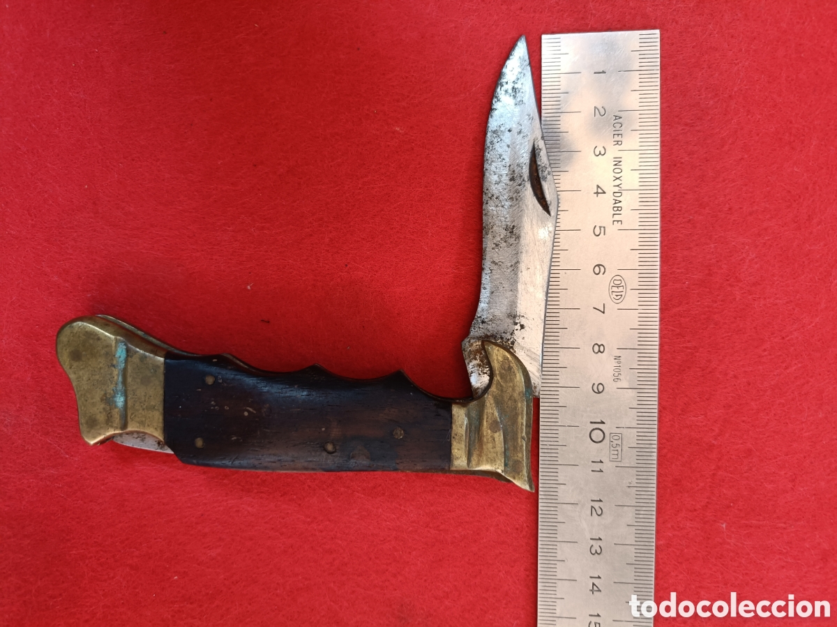 Militaria: ANTIGUA NAVAJA. MADERA Y BRONCE - Foto 5