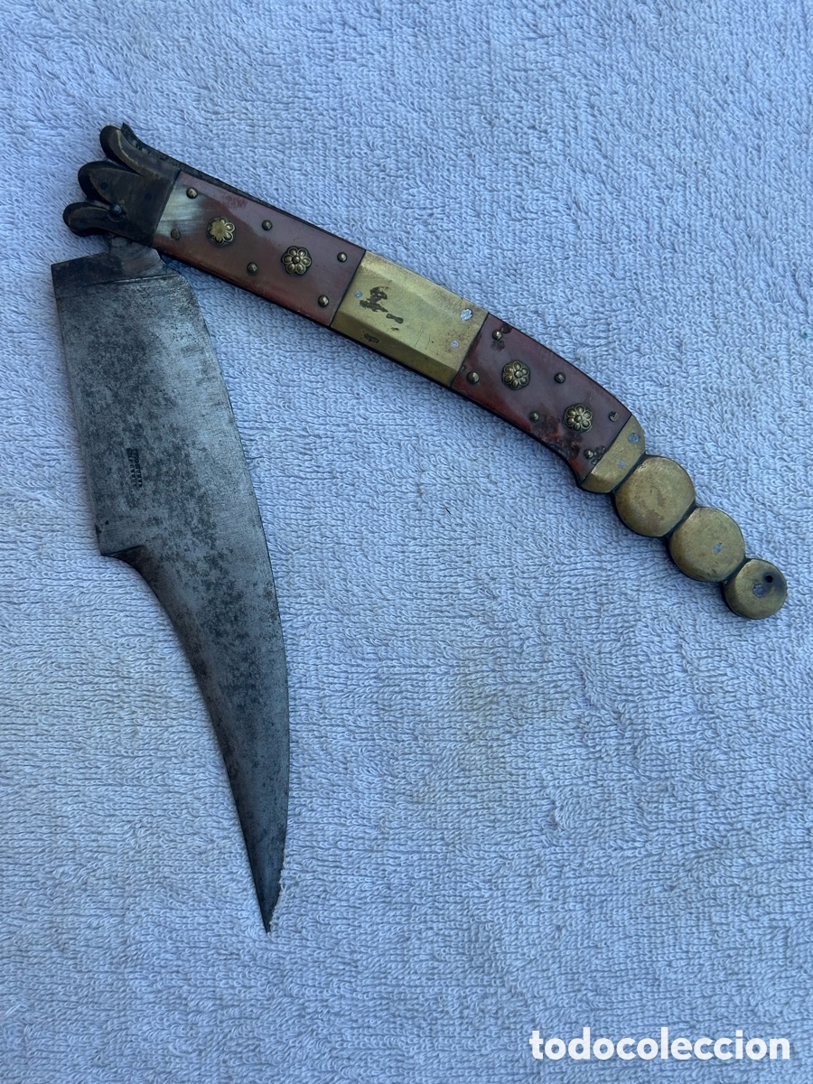 Militaria: ANTIGUA NAVAJA FABRICADA EN ZARAGOZA SIGLO XIX - 41,5 cm ABIERTA