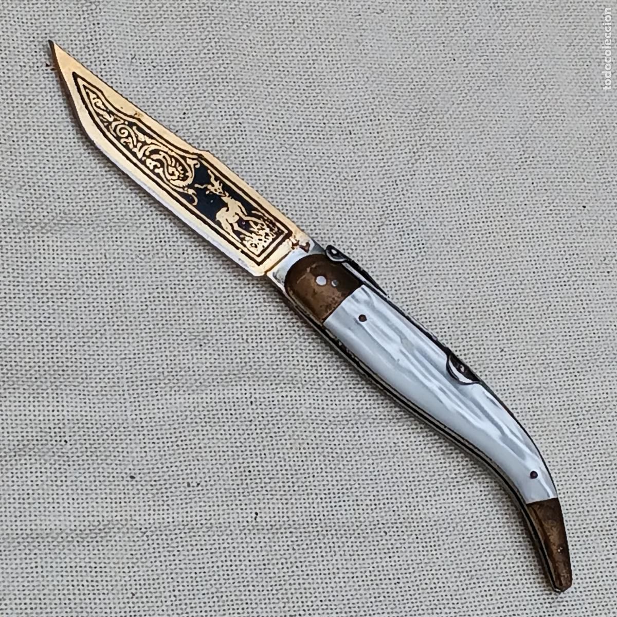 Militaria: NAVAJA MARCADA TOLEDO - HOJA GRABADA AL ACIDO.