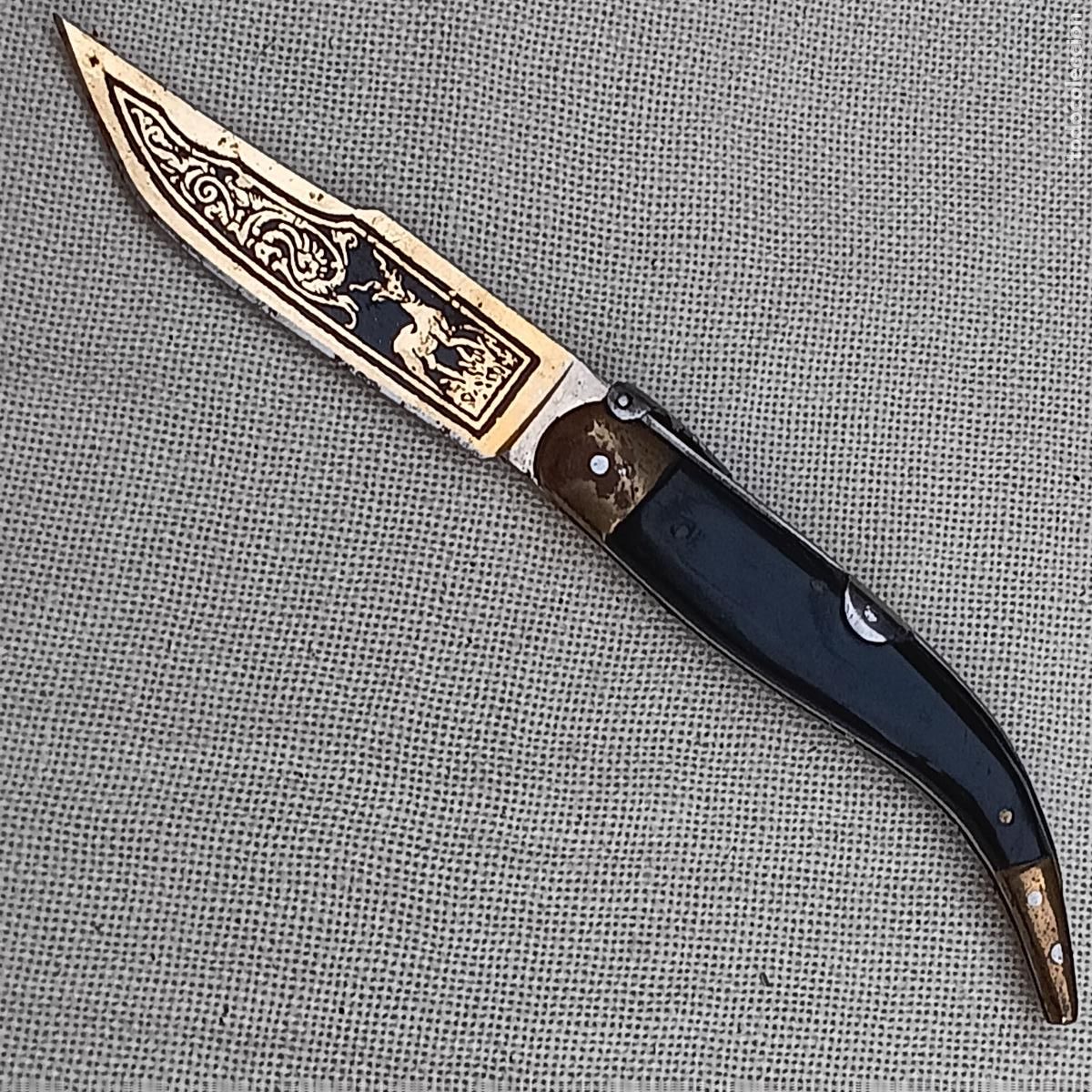 Military Antiques: NAVAJA MARCADA TOLEDO - GRABADA CON DIBUJOS AL ACIDO.