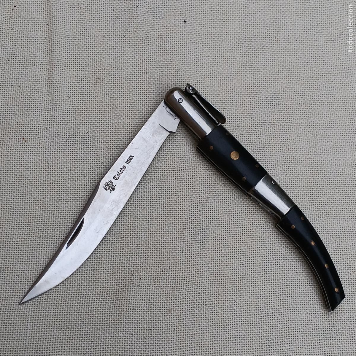 Militaria: NAVAJA GRANDE MARCADA TOLEDO - 4 MUELLES - MIDE ABIERTA 29,8 CMS.