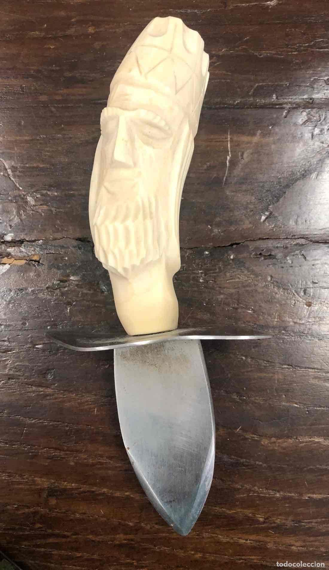Militaria: ANTIGUO CUCHILLO ACERO INOX. CON EMPU&Ntilde;ADURA EN HUESO