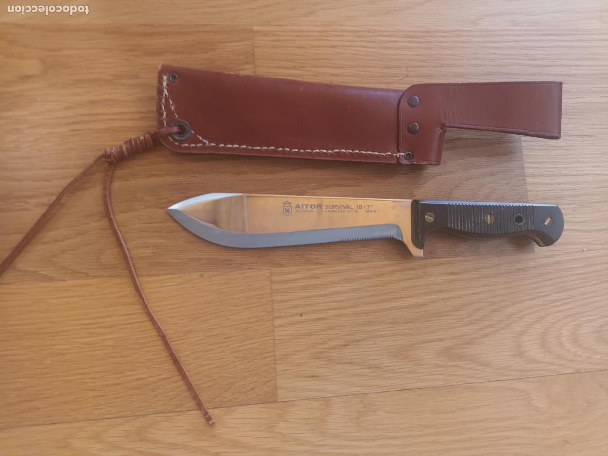 Militaria: CUCHILLO MACHETE PU&Ntilde;AL AITOR NAVAJA SURVIVAL 28=7'' SPAIN
