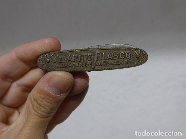 Militaria: Antigua navaja de publicidad de AGAPITO BLASCO, ALMACEN DE ENCERADOS. Original