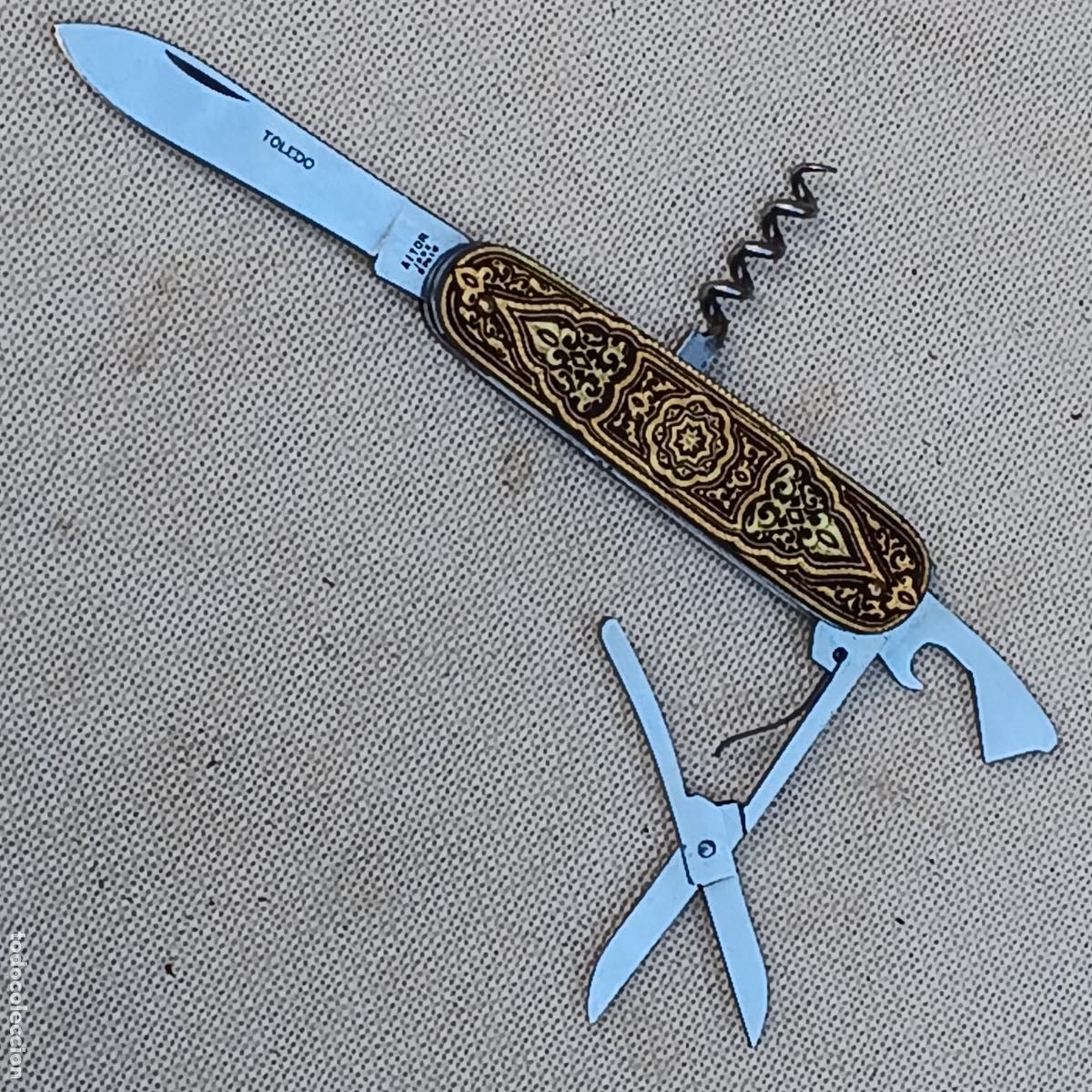 Militaria: NAVAJA DAMASQUINADA DE TOLEDO - MARCA AITOR - VARIOS USOS.