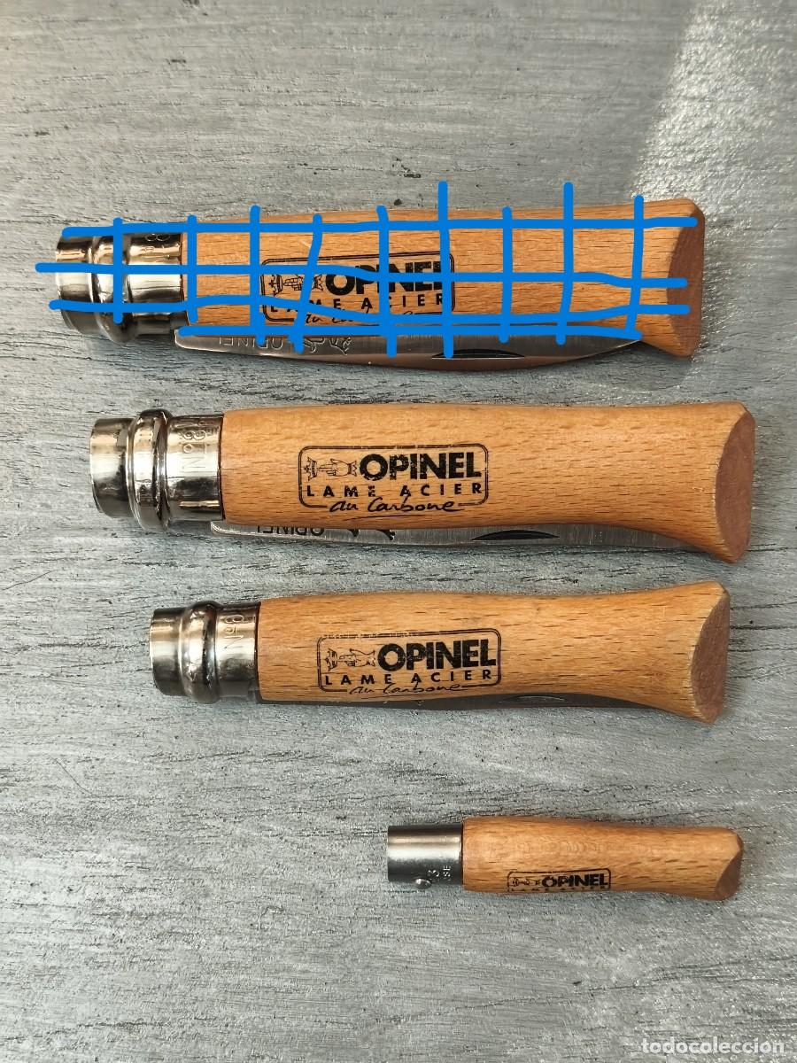 Militaria: Lote de 3 navajas Opinel Lame Acier an Carbone.(Francia).N&ordm; 8-6-3 Virobloc Brevete.Cachas madera.