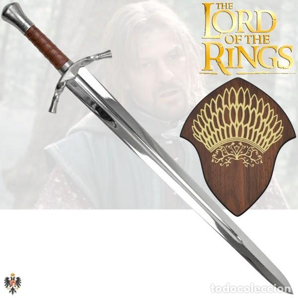 Militaria: ESPADA BOROMIR EL SE&Ntilde;OR DE LOS ANILLOS + SOPORTE. 96 CMS ** GRABAMOS LA HOJA