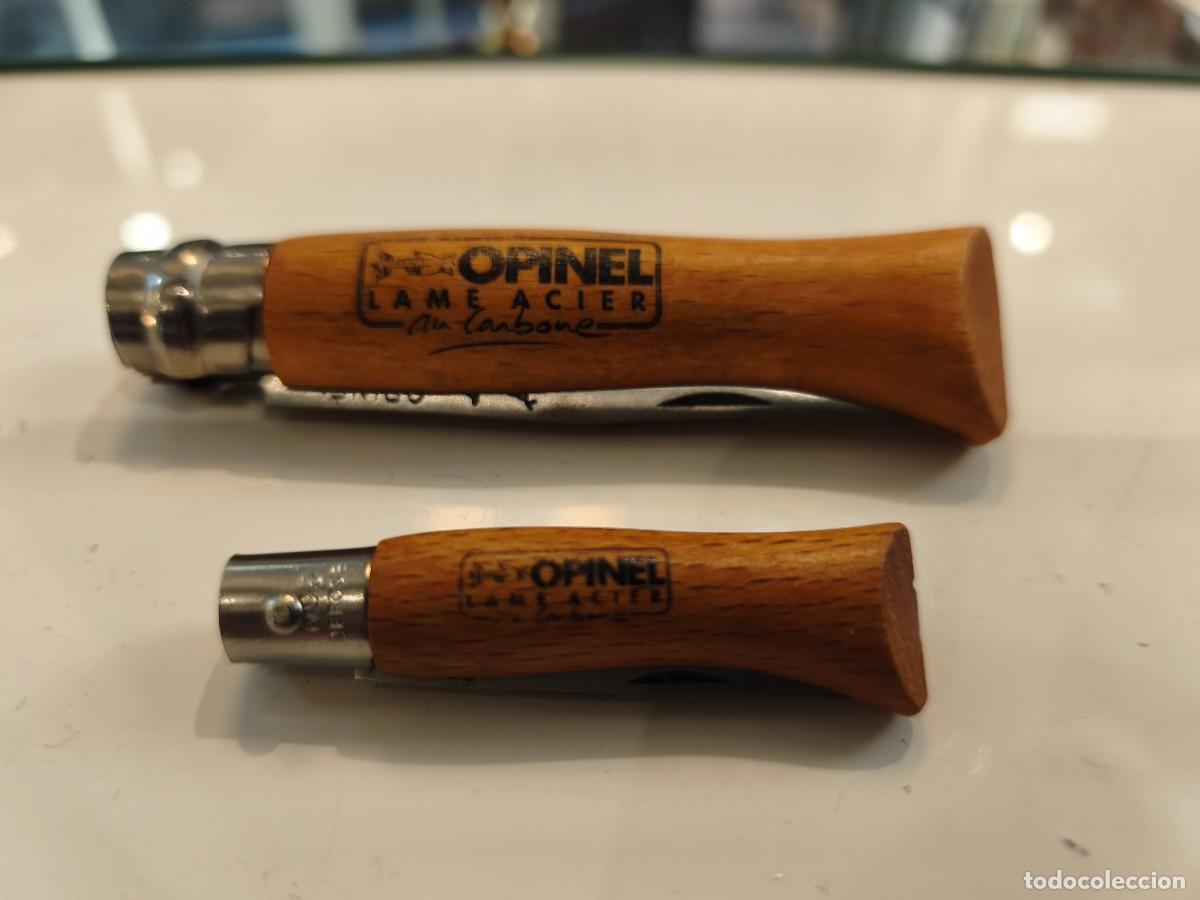 Militaria: Lote de 2 navajas Opinel Lame Acier an Carbone.(Francia).N&ordm; 6-3 Virobloc Brevete.Cachas madera.