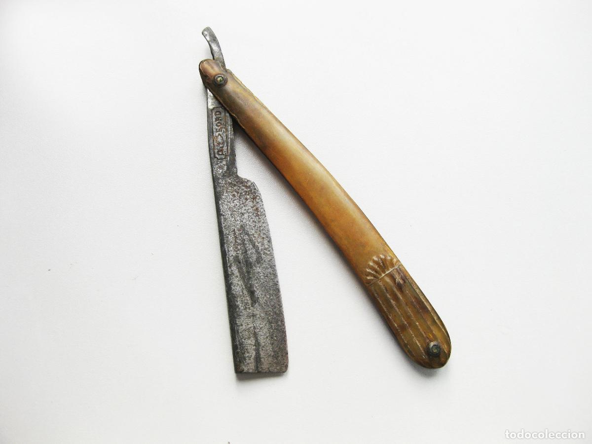 Militaria: ANTIGUA NAVAJA DE BARBERO P. FORD. CACHAS DE ASTA. AFEITAR