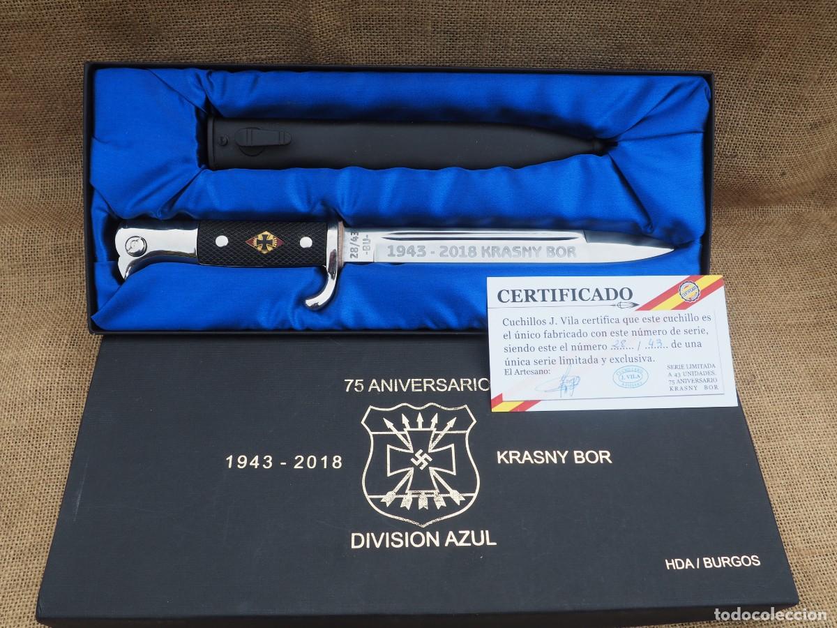 Militaria: Cuchillo 75 Aniversario Krasny Bor &ndash; Divisi&oacute;n Azul J. Vila N&ordm; 28/43 Con caja y certificado