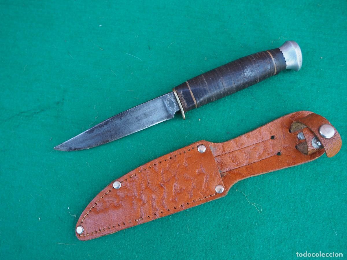 Militaria: Cuchillo Carl E. Lentz &ndash; Solingen Germany &ndash; Mango de Cuero &ndash; A&ntilde;os 50&ndash;70 &ndash;