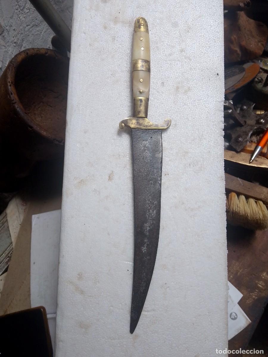 Militaria: Antiguo cuchillo de sastago 33cm