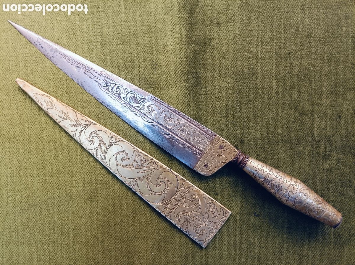 Militaria: Cuchillo antiguo de TOLOX✔️siglo XVIII✔️daga grande andaluz pu&ntilde;al caza malaga navaja bandolero
