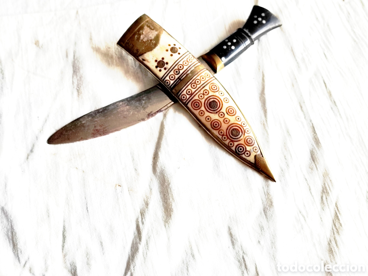 Military Antiques: ANTIGUA Daga cuchillo nord &Aacute;frica hueso &eacute;bano y lat&oacute;n de mitad del Siglo XX