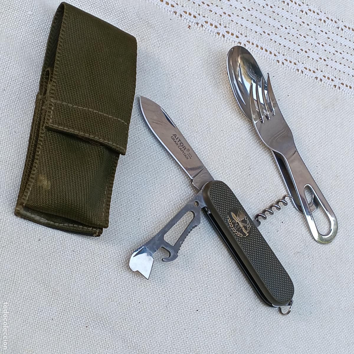 Militaria: ESTUCHE MARCA AITOR - NAVAJA GRAN CAPITAN - VARIOS USOS - CUCHARA Y TENEDOR - COES.