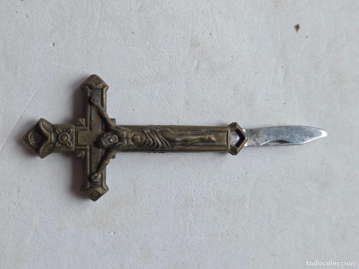 Militaria: NAVAJA CRUCIFIJO ANTIGUA