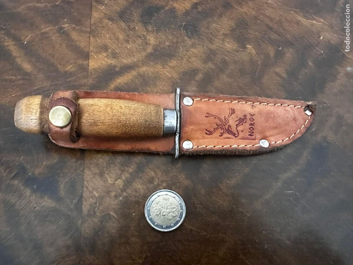 Militaria: ANTIGUO CUCHILLO NORUEGO P. BJ&Oslash;RKVIK (NORGE) - VINTAGE - FUNDA ORIGINAL CON RENO - COLECCI&Oacute;N