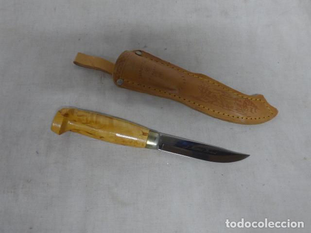 Military Antiques: Antiguo cuchillo finlandes MARTTIINI FINLAND, original, con escrito en la hoja y funda.