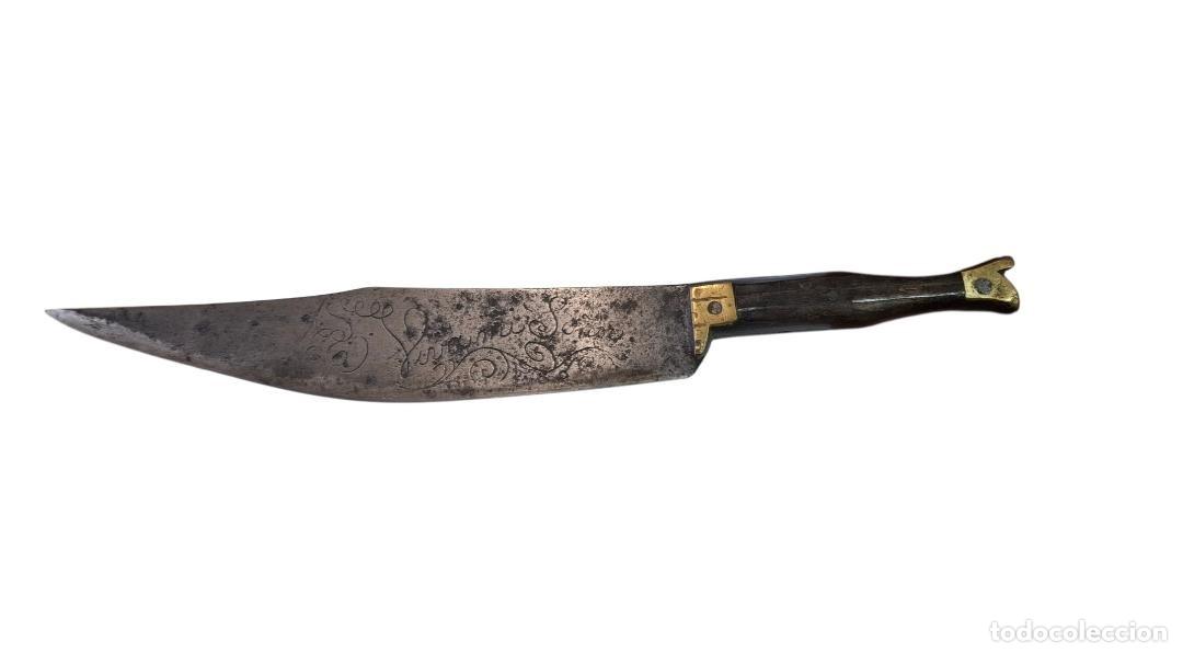 Militaria: (NA-260502)Cuchillo grandes dimensiones Aragon&eacute;s de Zapatito, Bota, Sabateta, Leyenda VIVA MI SE&Ntilde;OR