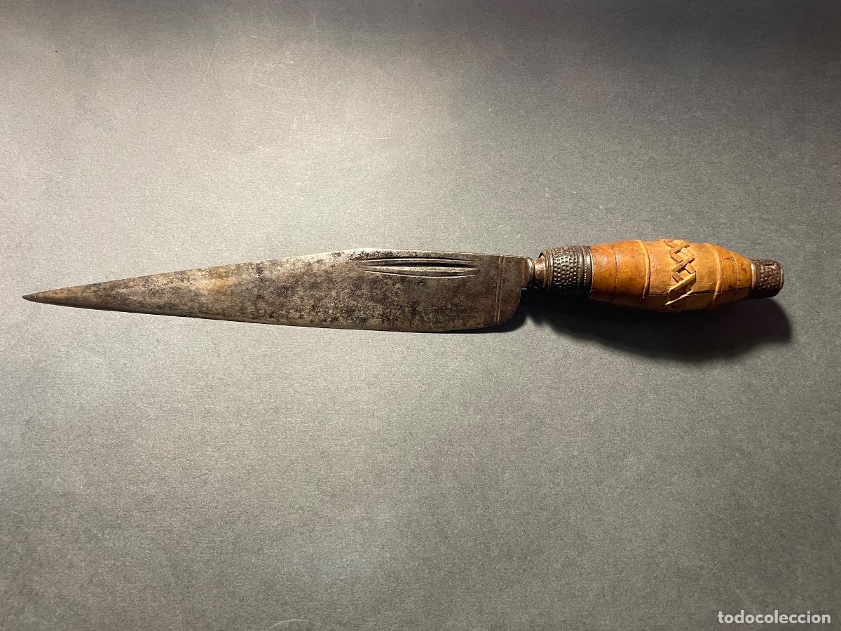 Militaria: ANTIGUO CUCHILLO ESPA&Ntilde;OL - S. XVIII-XIX - HOJA GRABADA , MANGO TALLADO MADERA DE BOJ