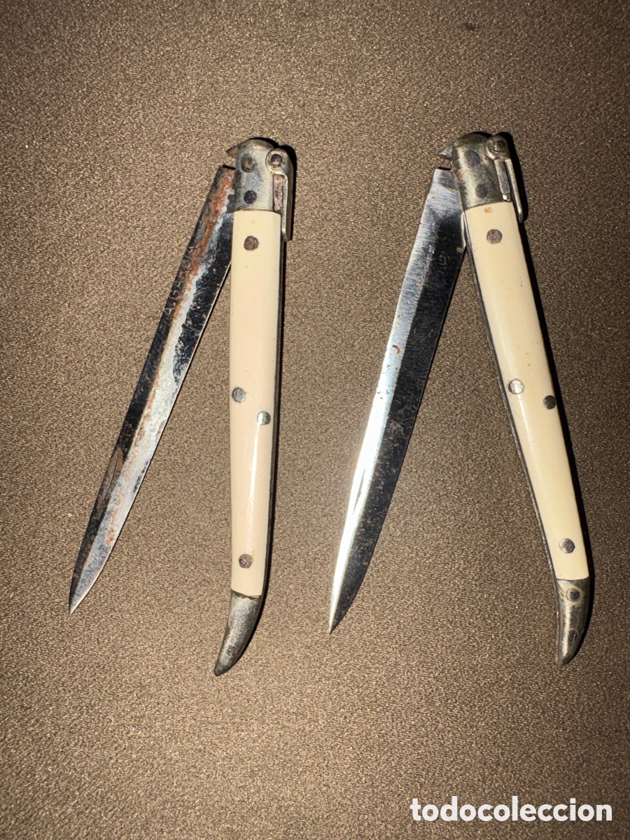 Military Antiques: Antigua Pareja de navajas A.GARCIA(ALBACETE)a&ntilde;os 40 aprox.de tama&ntilde;o peque&ntilde;o*CURIOSAS*