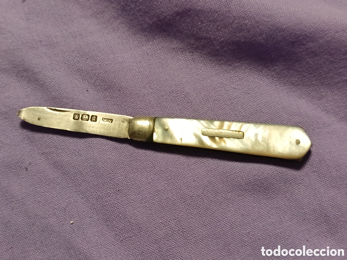 Militaria: ANTIGUA NAVAJA DE PLATA INGLESA, MARCAS