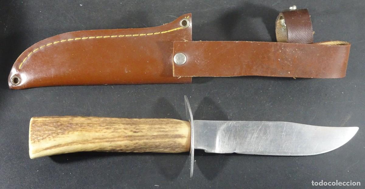 Militaria: ANTIGUO CUCHILLO CAZA , CON SU FUNDA, VER FOTOS