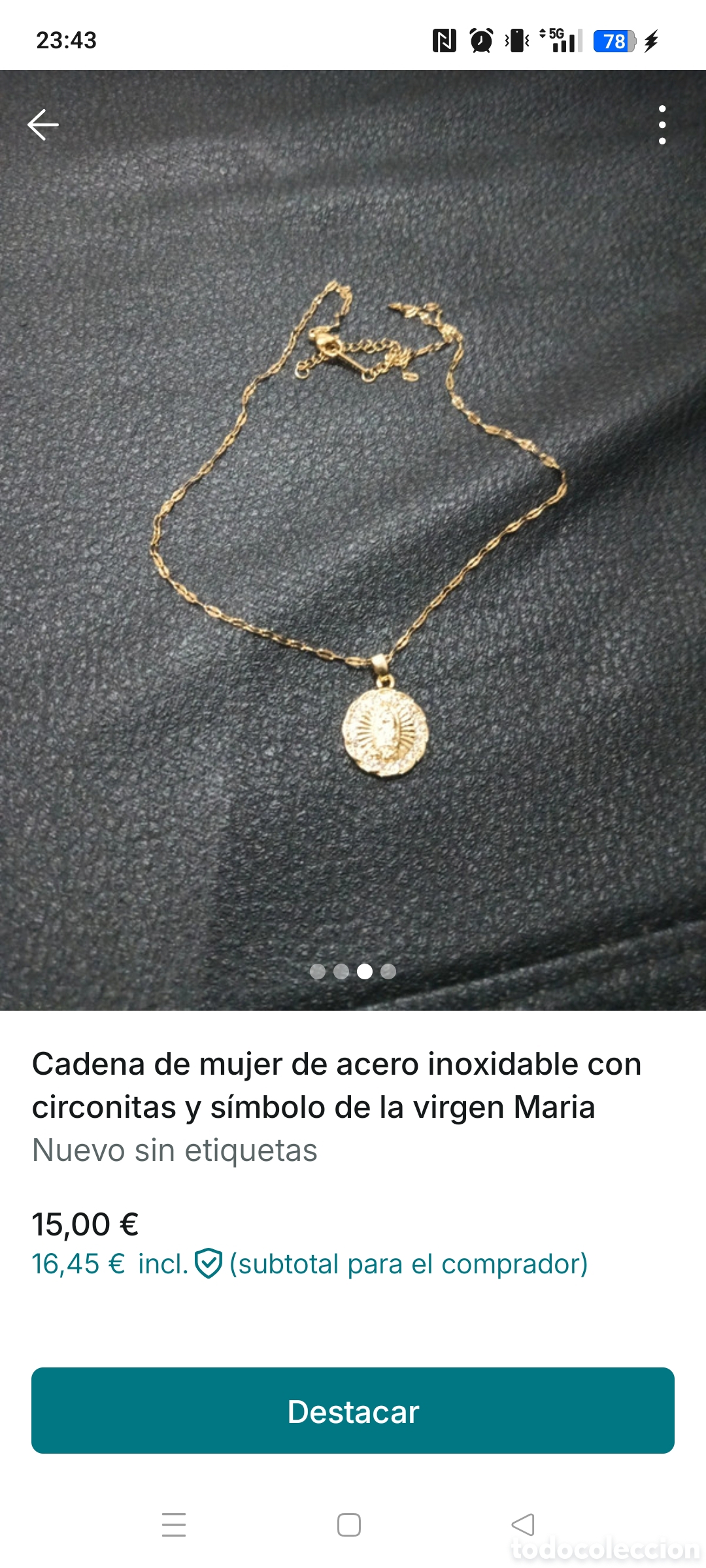 Militaria: Cadena de acero inoxidable con la Virgen Guadalupe