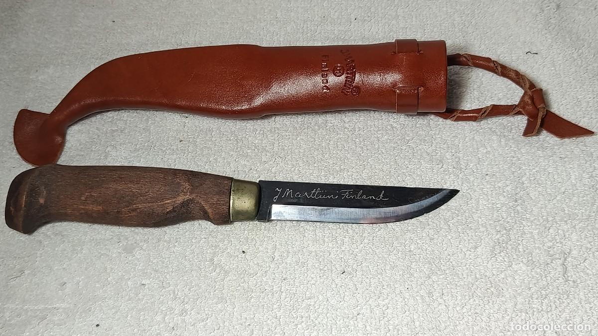 Militaria: ANTIGUO CUCHILLO DE CAZA FINLANDES MARCA J. MARTTIINI LYNX FINLAND ASA DE MADERA