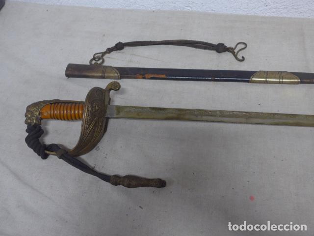 Militaria: Antigua espada sable de oficial de la armada franquista, marcada Toledo marina espa&ntilde;ola, Franco.