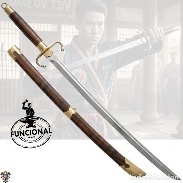 Militaria: ESPADA CHINA VIET VO DAO + FUNDA MADERA. 100 CMS