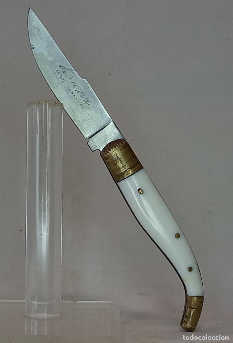 Militaria: ANTIGUA NAVAJA ARTESANAL DE ALBACETE CON VIROLA DE LATON DECORADA A LIMA