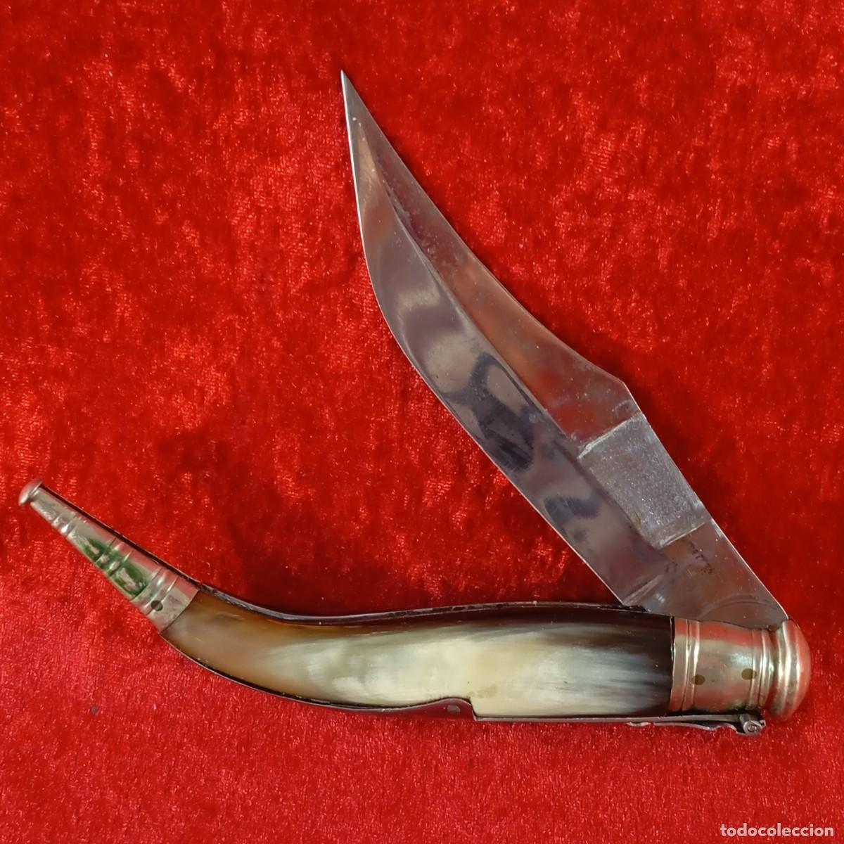 Militaria: NAVAJA RICARDO ZAFRILLA - ALBACETE - 35 CM TOTAL ABIERTA - NACAR O SIMIL - PIEZA DE COLECCI&Oacute;N / 633