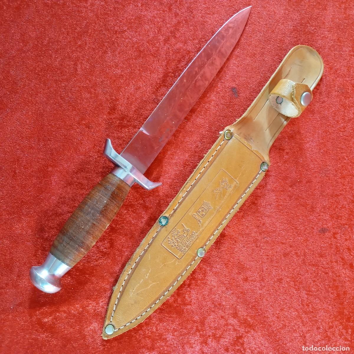 Militaria: MACHETE - CASTA - PAT INOX - 29 CM TOTAL - CON FUNDA DE PIEL - PIEZA DE COLECCI&Oacute;N / 649