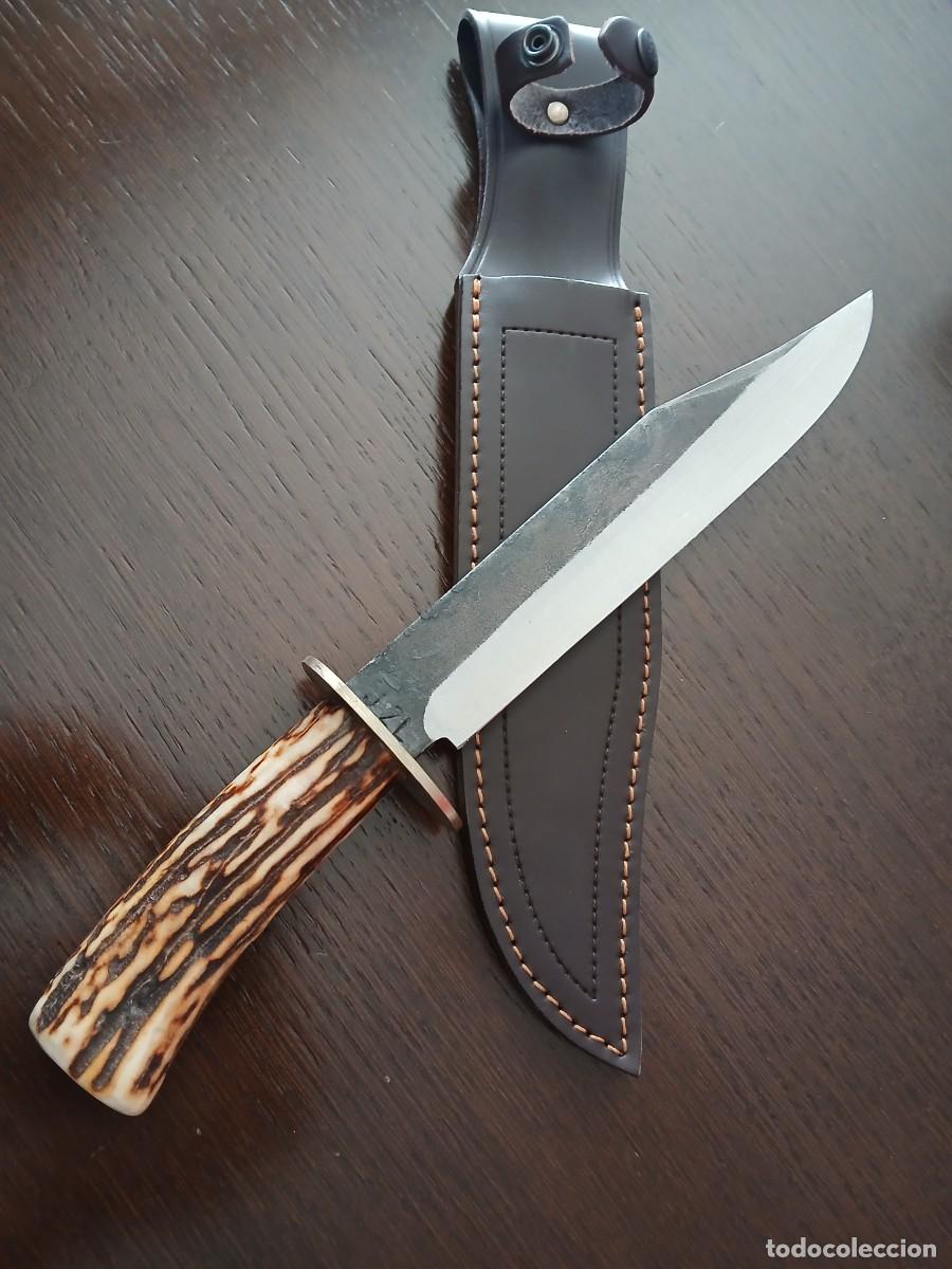 Militaria: Cuchillo artesano ZULOKNIVES bowie hunter sambar caza monte militar funda cuero navaja tactico