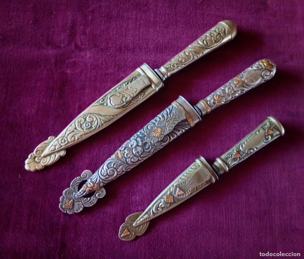 Militaria: Lote de cuchillos argentinos de plata